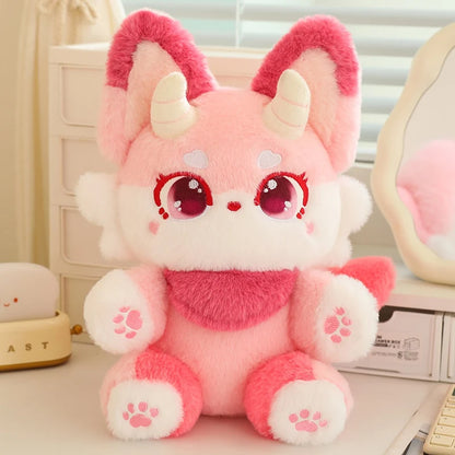 Pastel pink dragon plushie with cute fantasy princess aesthetic and soft kawaii cutecore cuddly design