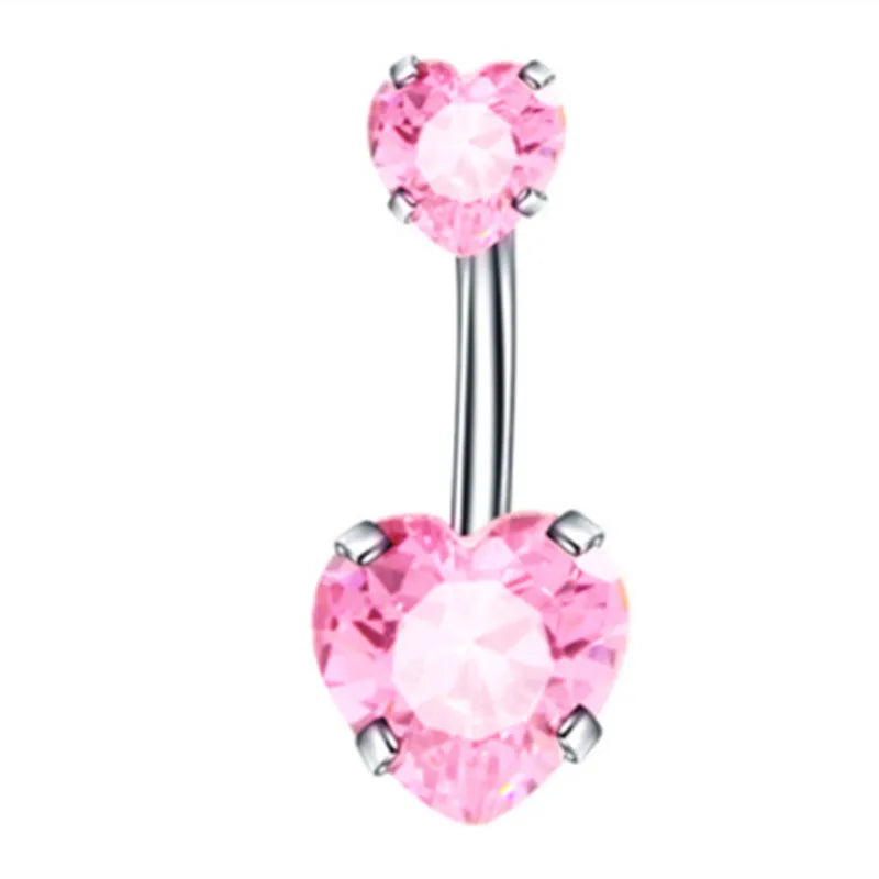 Pastel pink navel ring set with kawaii designs for sweet and sparkly fashion