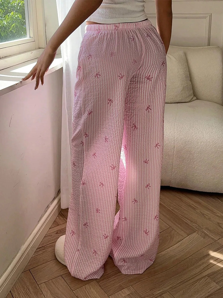 Pastel Pink Ribbon Striped Pants, Soft Slay look for Kawaii, DDLG, ABDL outfits