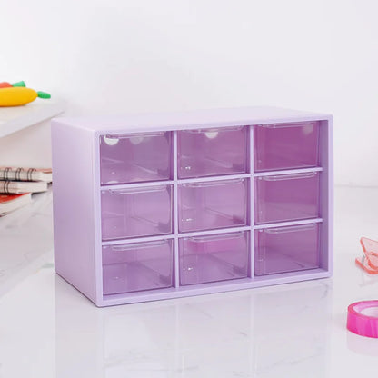 Pastel purple desk storage organizer with drawers for kawaii DDLG accessories and ABDL essentials 💜