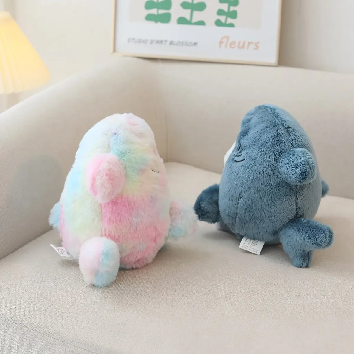Cute 2-pack pastel Sharkie plush, soft shark-cat toy for DDLG ABDL snuggles