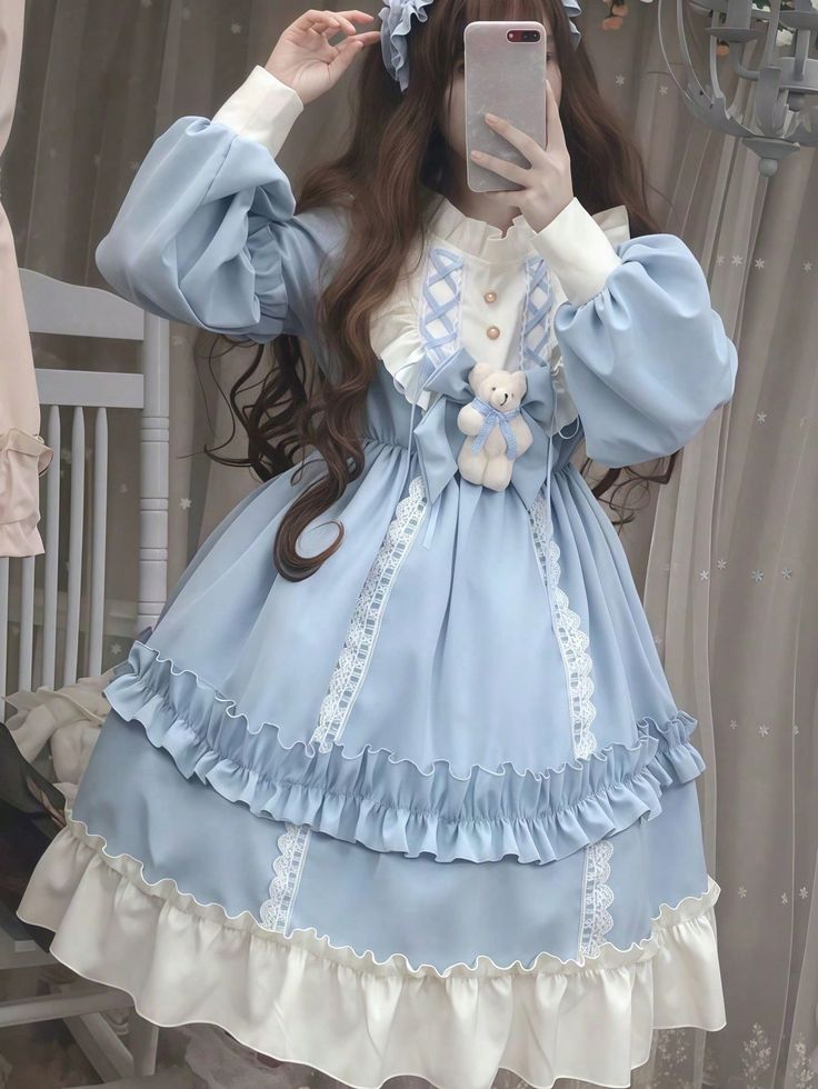 pastel teddy lolita dress made for ddlg abdl play cute aesthetics and soft comfort wear