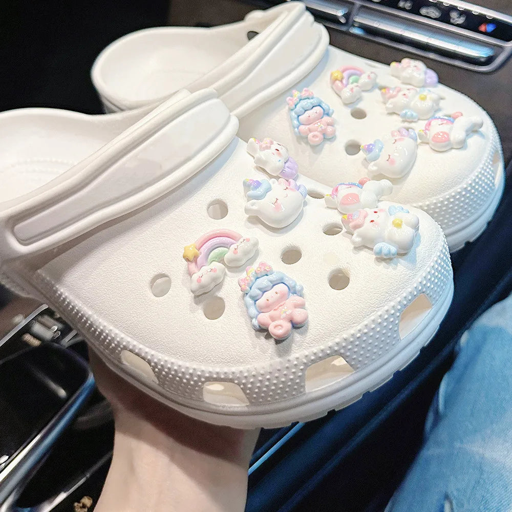 Lightweight, durable pastel unicorn DIY shoe charm for everyday wear on Crocs or sandals