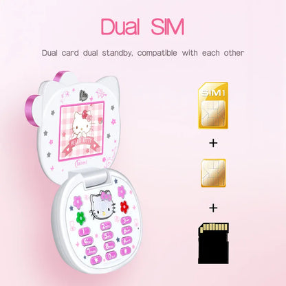 Front view of pastel white retro flip phone with vintage kawaii aesthetic