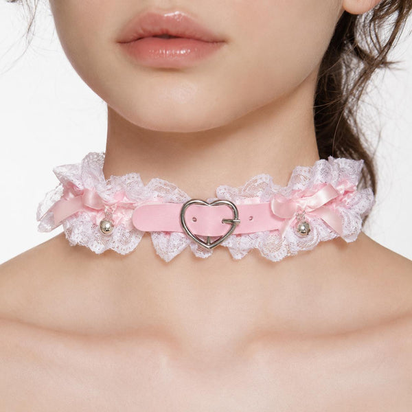 Pink Angel Clouds Ruffle Lace Choker