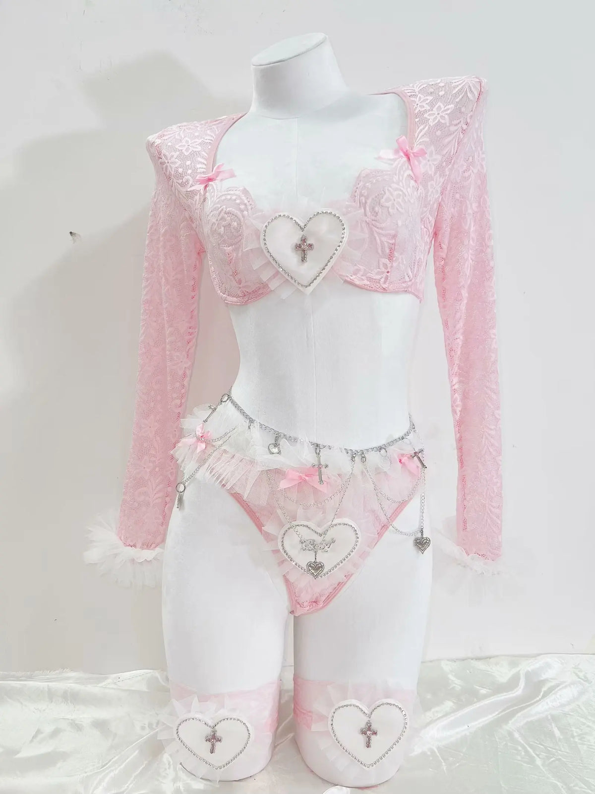 Matching pink lace bottoms from angel heart coquette set, kawaii DDLGirl style
