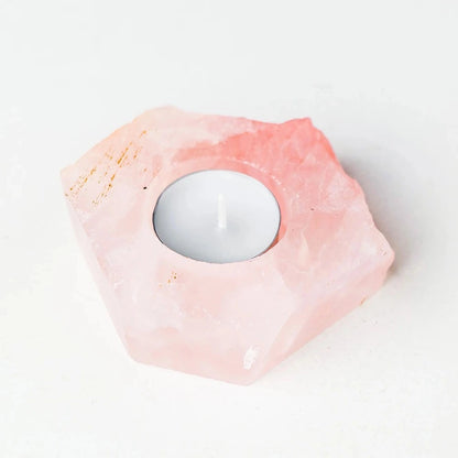 Pink Aura Quartz Ritual Candle Holder for DDLG ABDL, dreamy kawaii cutecore crystal decor for rituals