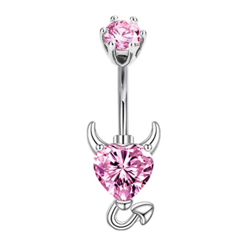 Pink belly piercing set with kawaii-inspired designs perfect for everyday wear