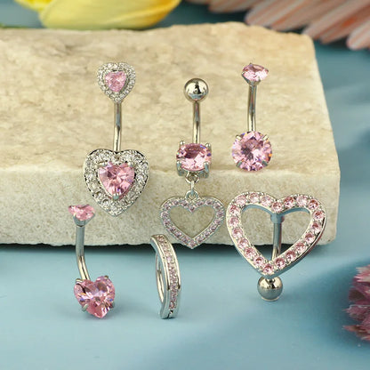 Pink belly ring collection with pastel sparkle perfect for kawaii cute outfits