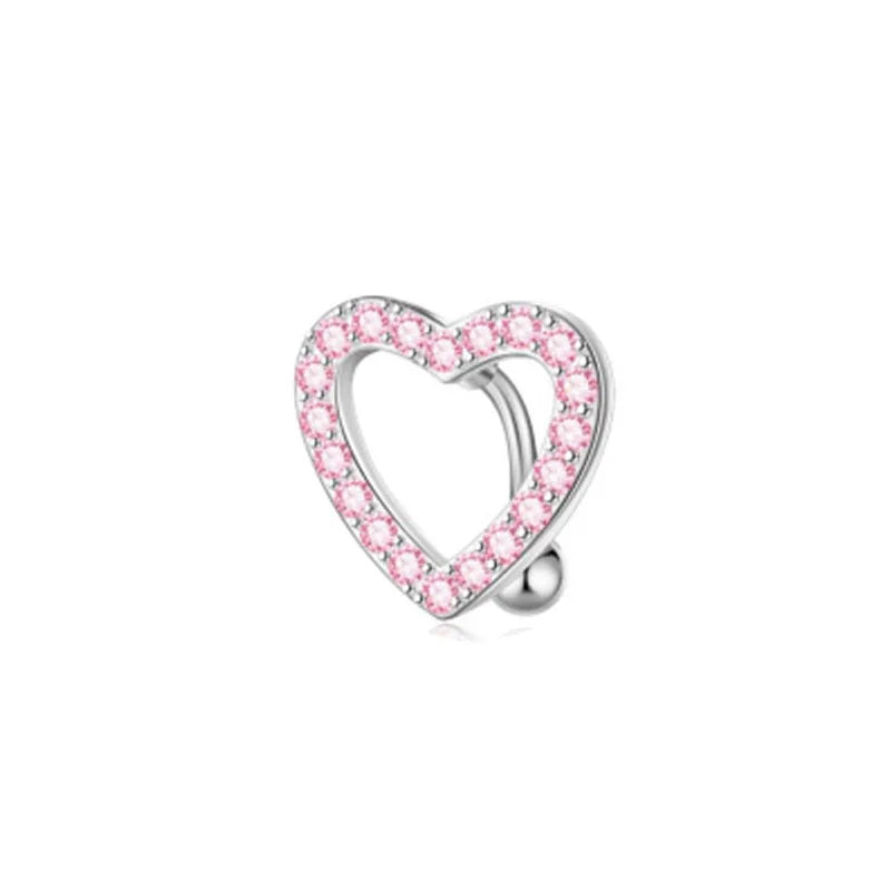 Kawaii pink belly ring set with sparkling titanium designs for cute body jewelry looks