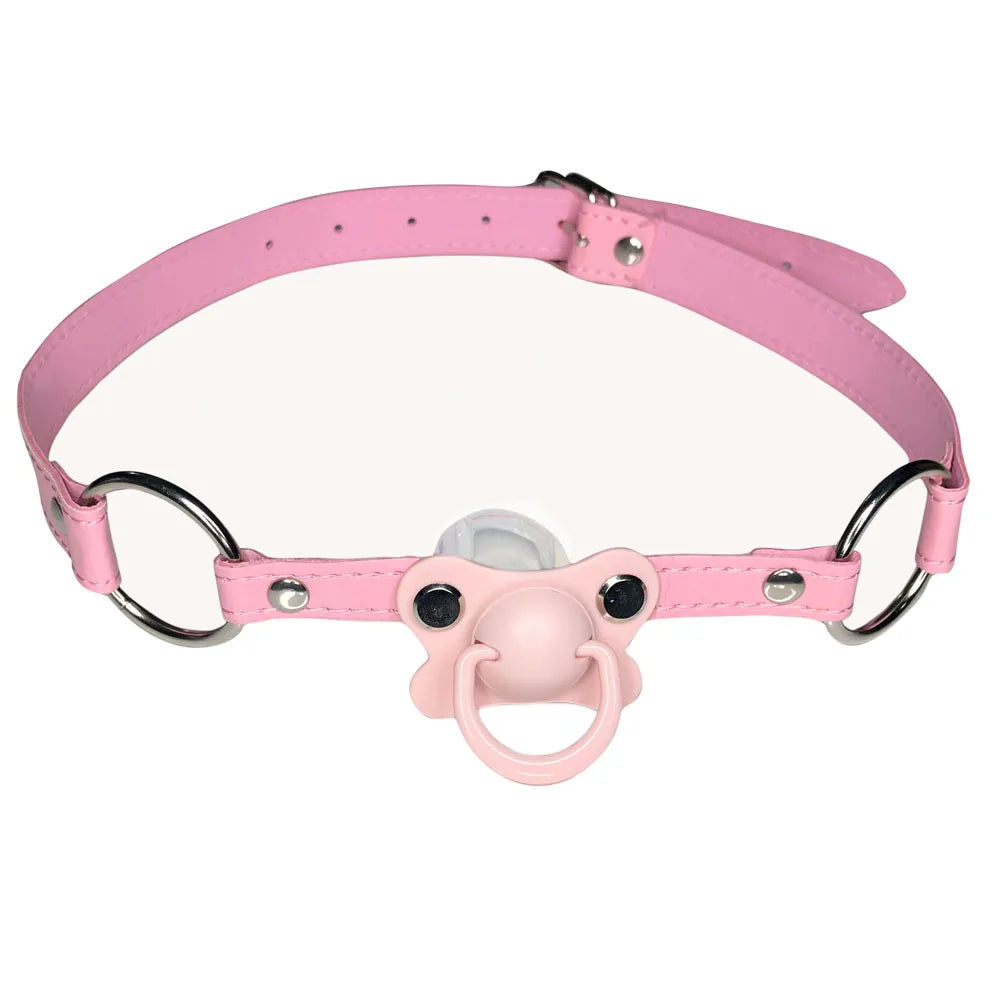 Close-up Pink Candy Pacifier Choker, babygirl cosplay accessory, DDLG-ready, pastel pink adjustable 46–66 cm / 18–26 in