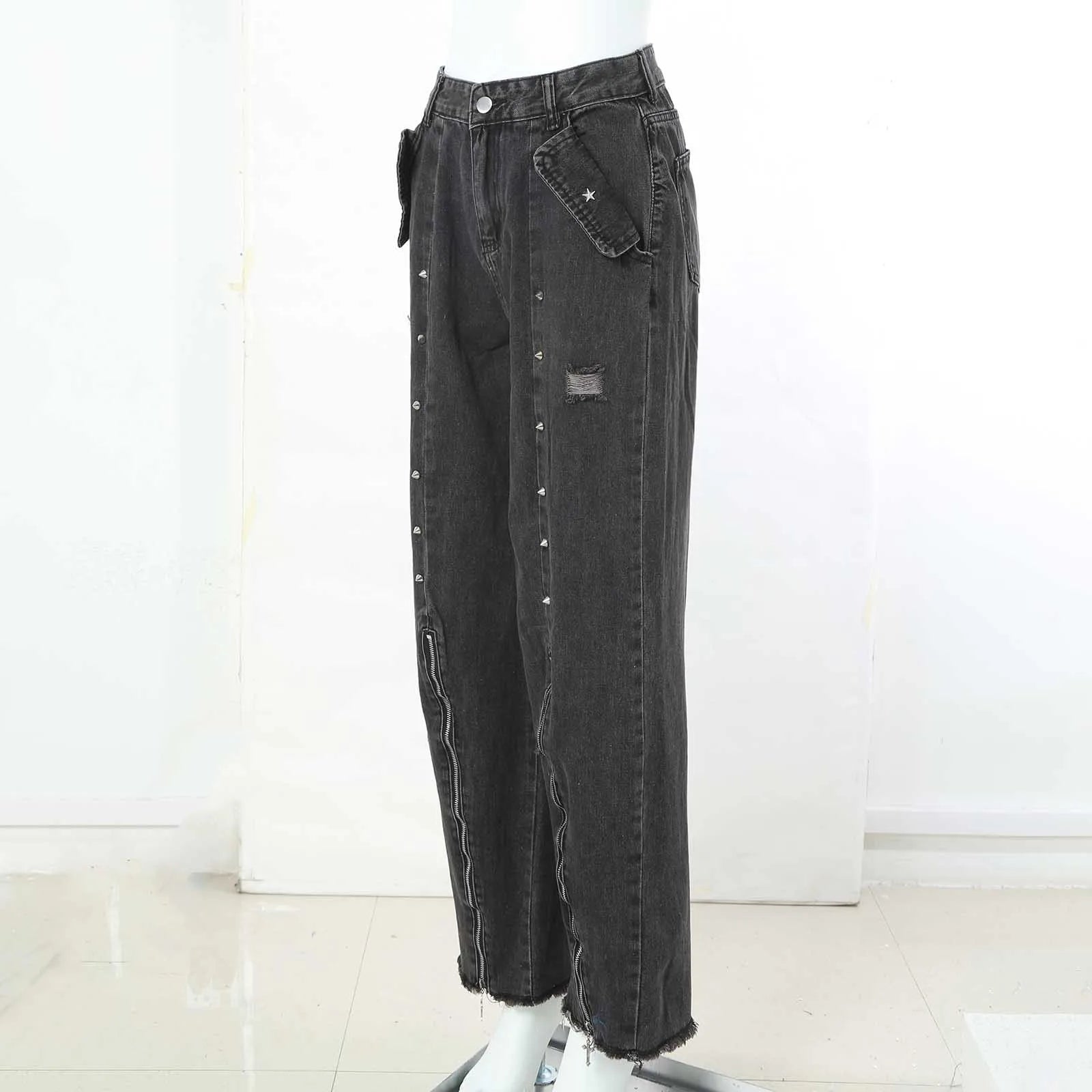 Pink Cross Denim, gothic edgy baddie aesthetic, kawaii cutecore street fashion