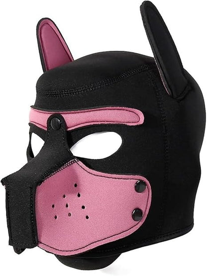 Pink furry puppy mask for DDLG, sub play, flirty petplay, and cute littlespace adventures.