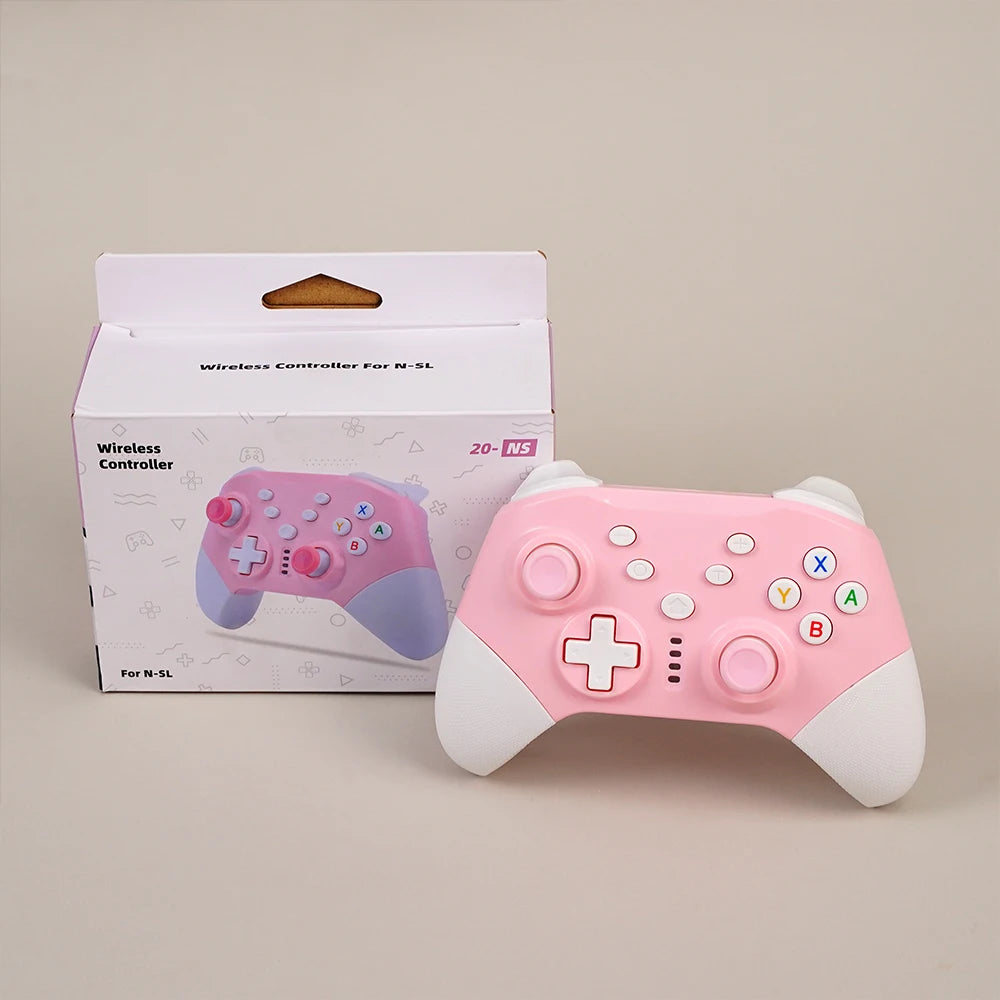 Pink gaming controller with dual motor vibration and ergonomic buttons for immersive gameplay and comfort