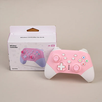 Pink gaming controller with dual motor vibration and ergonomic buttons for immersive gameplay and comfort