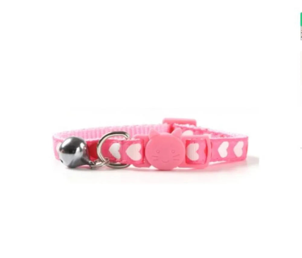 Pink kawaii collar with heart charm – Soft Kitty adjustable choker for DDLG and kittenplay