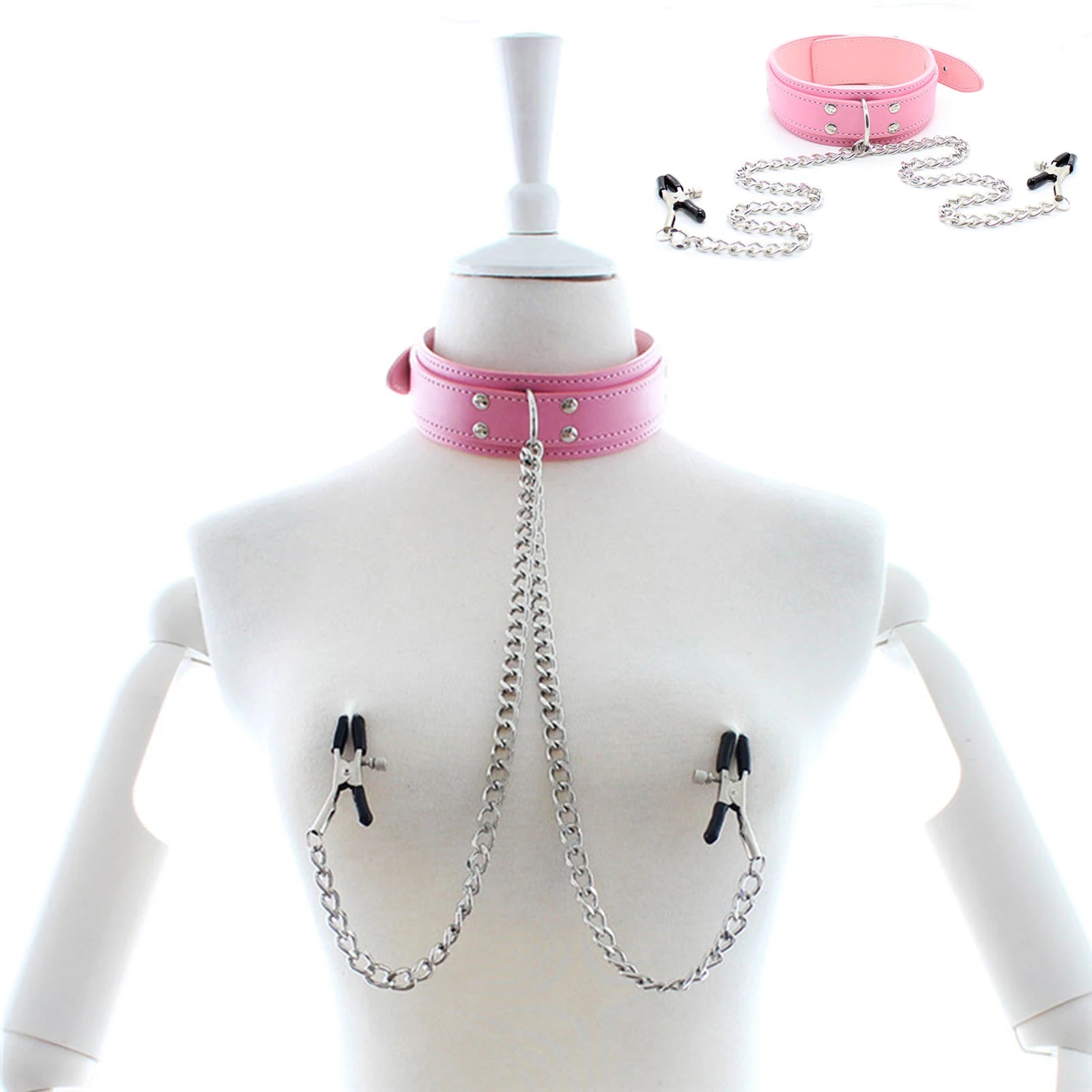 Pink Kinky Choker Body Clip Set for DDLG and cutebaddie fantasyplay, playful roleplay, and cutecore aesthetic