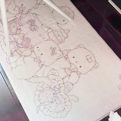 Easy to clean pink kitty lounge rug perfect for cozy corners and kawaii vibes