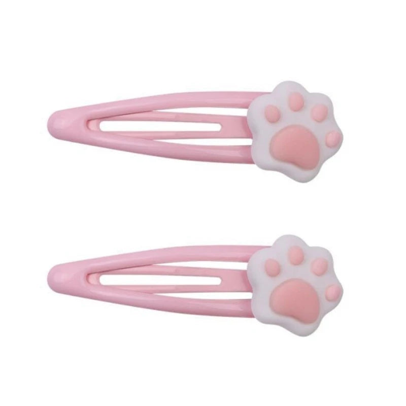 Plush pink paw hair clips combining kawaii charm and DDLG trendy hair accessory