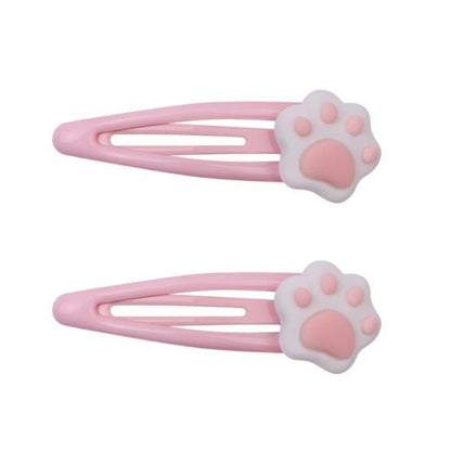 Plush pink paw hair clips combining kawaii charm and DDLG trendy hair accessory