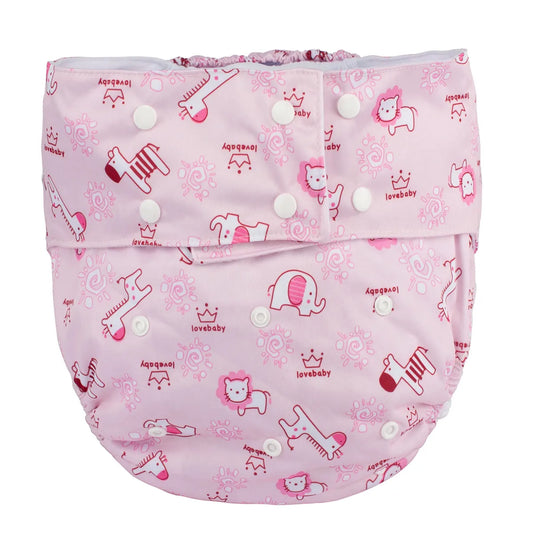 Pink safari trail diaper with kawaii lion and zebra print for DDLG and ABDL littles