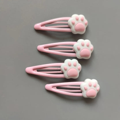 Pink Sweet Paw Hair Clip with plush cartoon paw design for kawaii and DDLG fashion styles