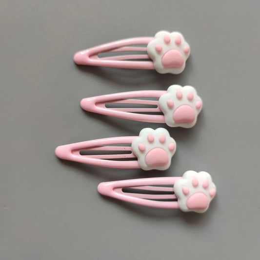 Pink Sweet Paw Hair Clip with plush cartoon paw design for kawaii and DDLG fashion styles