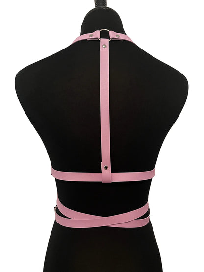 Back view of harness, adjustable fit and strappy design, kawaii baddie vibes