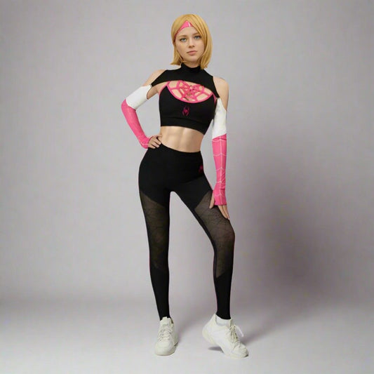 Pink Venom Kiss Set, egirl baddie DDLG kawaii lace crop top and under-knee shorts set