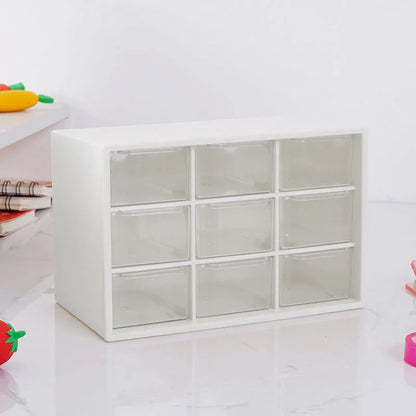 Plain white desk storage organizer with 9 slots for jewelry, makeup, and kawaii desk setup 💕