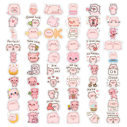Playful piggie waterproof stickers, random 10 pieces, great for laptops, journals, and little caregiver spaces