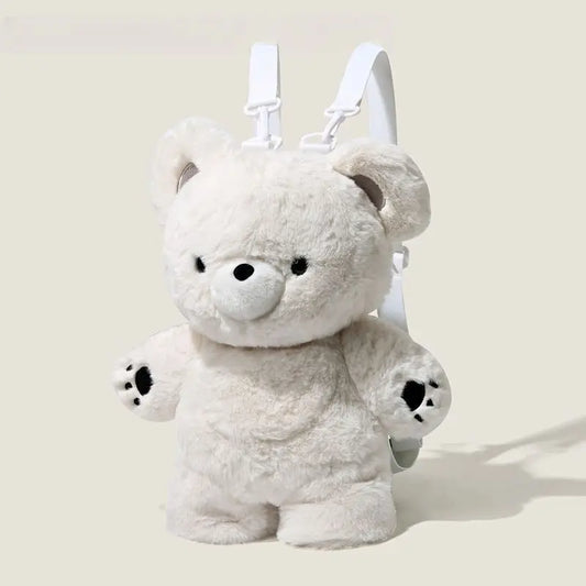 Polar Bear Baby Plush Bag with 3D full-body design, soft kawaii fur, perfect for DDLG & ABDL littlespace cuties