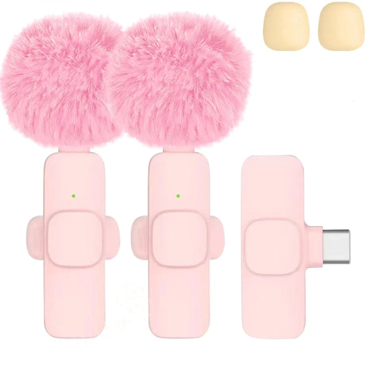 Pom Pom Pink Wireless Microphone with cute design and clear sound for streaming, gaming, and vlogging