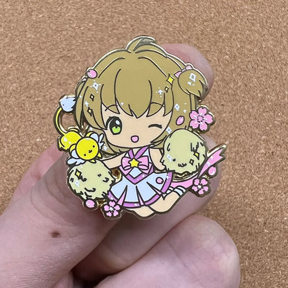 Pom Pom Team Leader kawaii enamel pin with chibi cheerleader design for ita bags and jackets