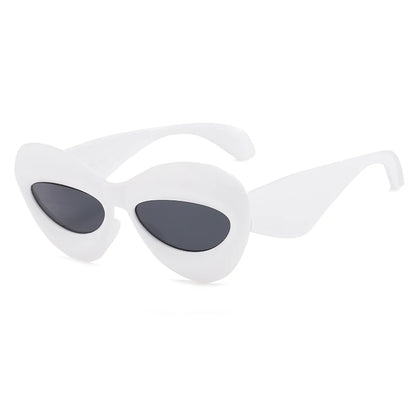 White heart detail on Pop Art Icon Sunglasses, cute bold shades for creative kawaii babes