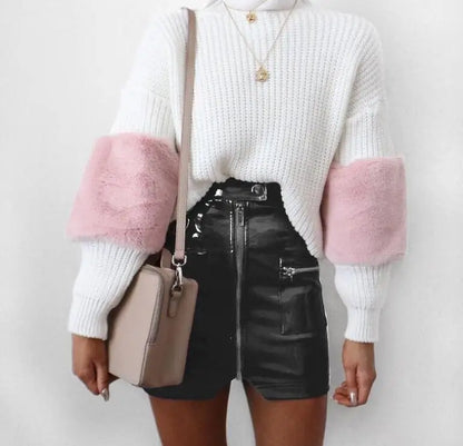 Black mini skirt with pockets and zip details, perfect for DDLG, alt, and sexy baddiecore looks