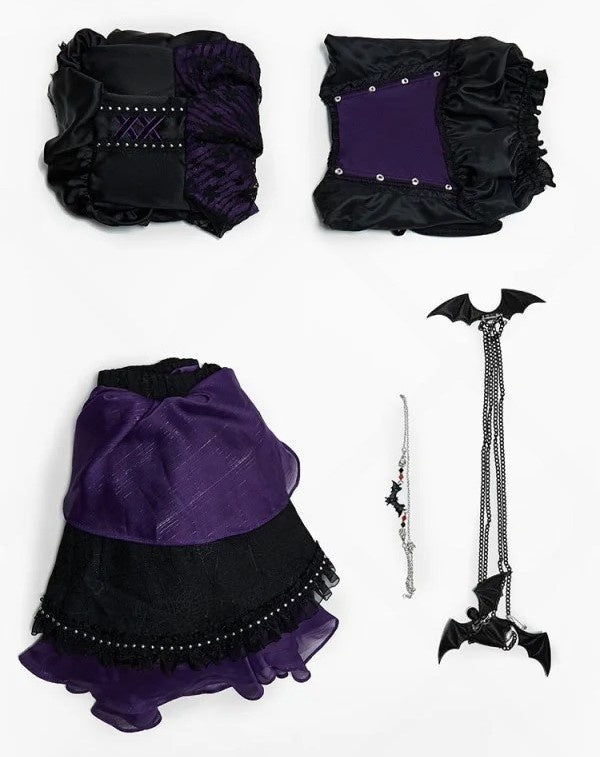 Full Pretty Goth Doll Lolita Set with bolero, skirt, chain, and pendant necklace pieces