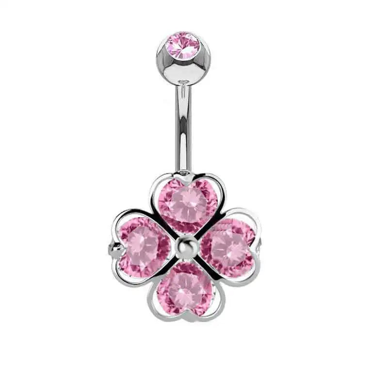 Pretty pink navel ring set featuring soft pastel designs for kawaii body jewelry lovers