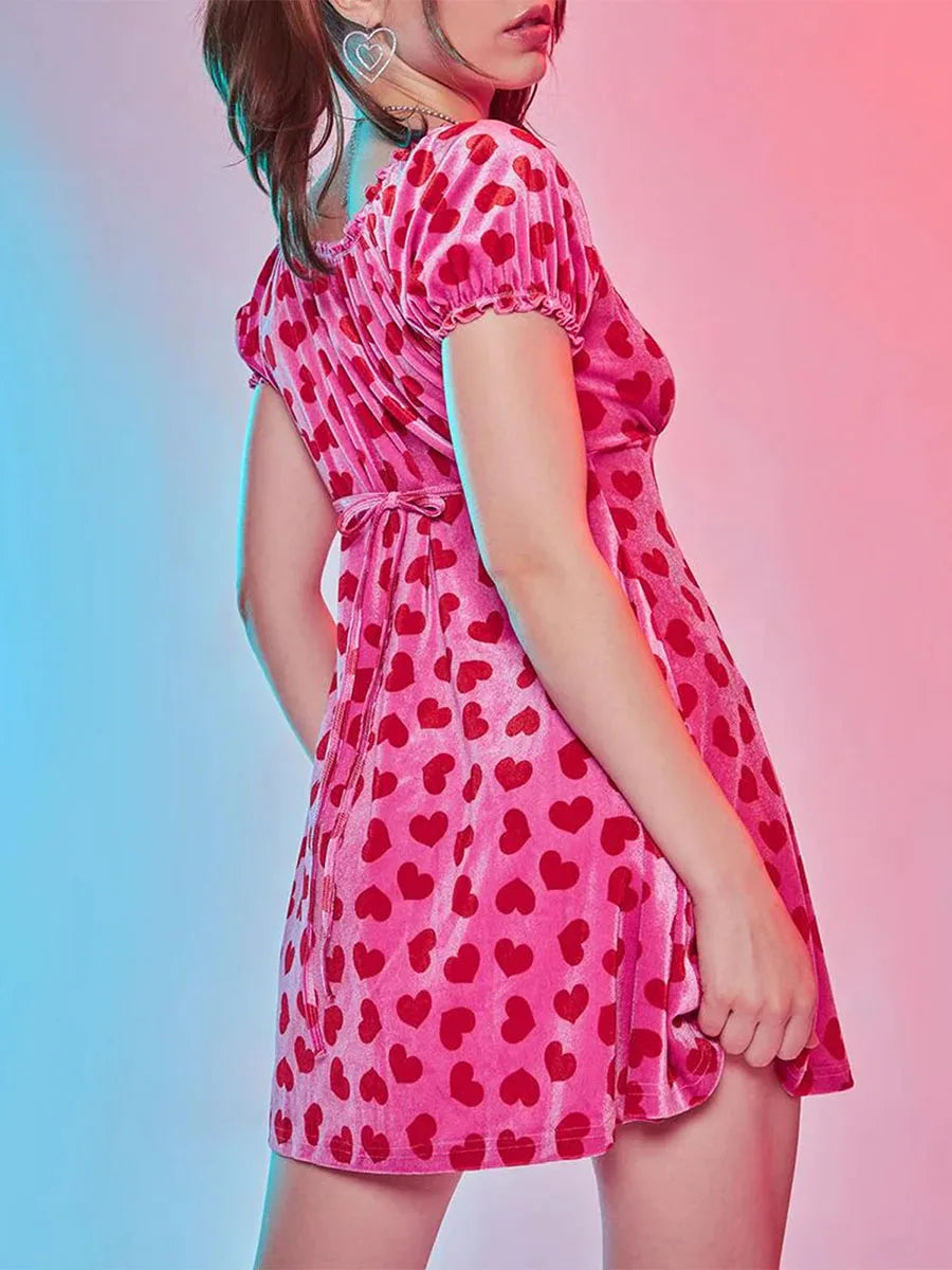 Barbie pink Pretty Woman Love Dress velour mini, flirty cutecore ddlg kawaii baddie vibes