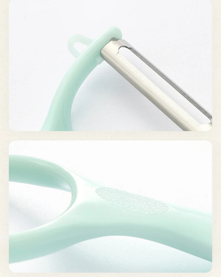 Pastel blue kawaii Princess Peel & Slay peeler for fruit and vegetable prep in cute style