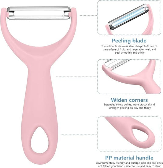 Princess Peel & Slay Peeler in pastel pink with cute-core vibes, perfect for kawaii kitchen prep