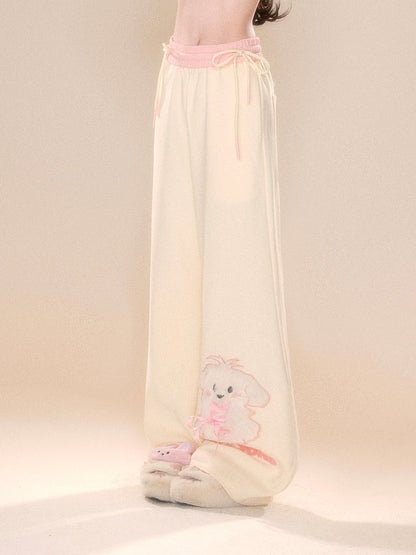 Flowy puppy-inspired lace pants for softcore fashion, dollcore, and DDLG ABDL kawaii streetwear vibes.