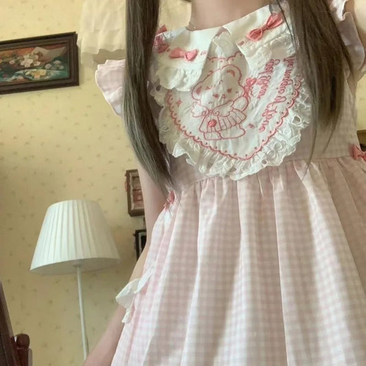 Pure Angel Love Bear Dress with kawaii bear and angel details for DDLG and ABDL fashion