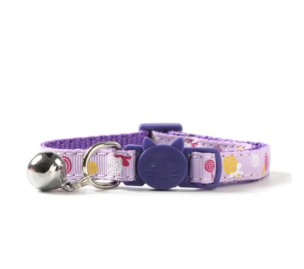 Purple Soft Kitty collar with playful lollipop charm – cute kawaii kittenplay fashion