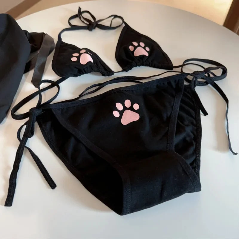 Purrfect Baby Intimates Duo black set with flexible fit, ideal for playful kawaii and DDLG fashion