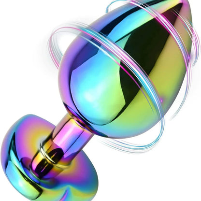 medium rainbow chrome heart gem plug with sparkling gemstone base