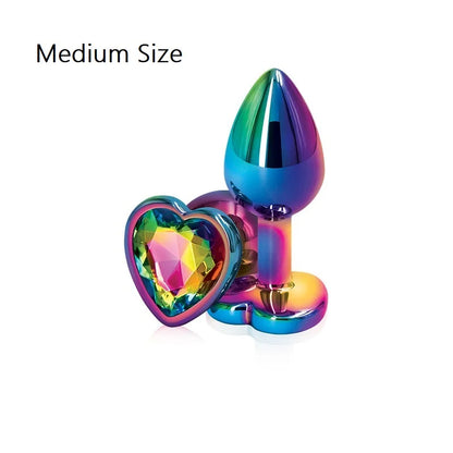 single rainbow chrome heart gem plug, perfect for cutecore kink vibes