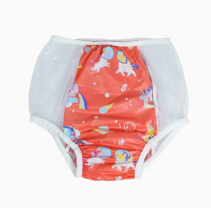Artsy Rainbow Muse diaper cover with colorful cartoon design