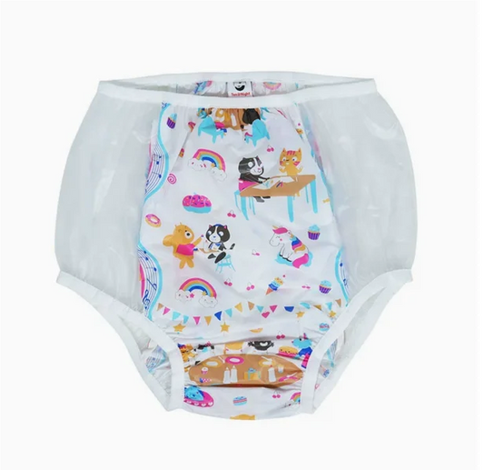 Rainbow Muse pastel diaper cover with cute cartoon prints