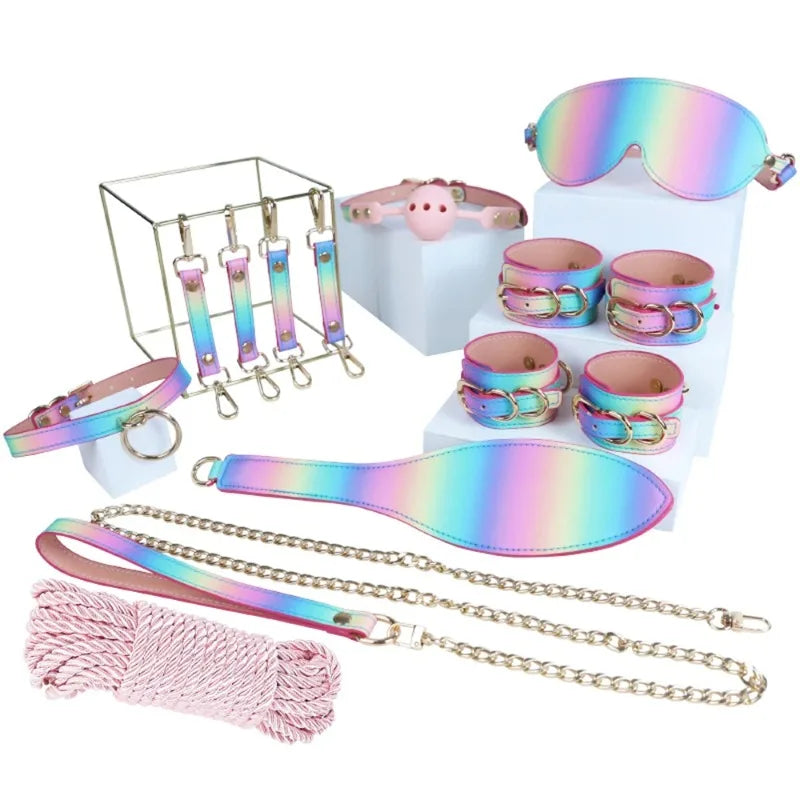 9-piece rainbow play kit for bratty Daddy play, pastel kawaii cutecore vibes ddlg